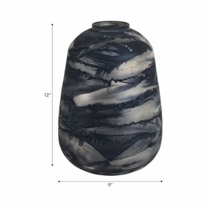 CLYDEBURN BLUE GLASS VASE 12 (IN) 9