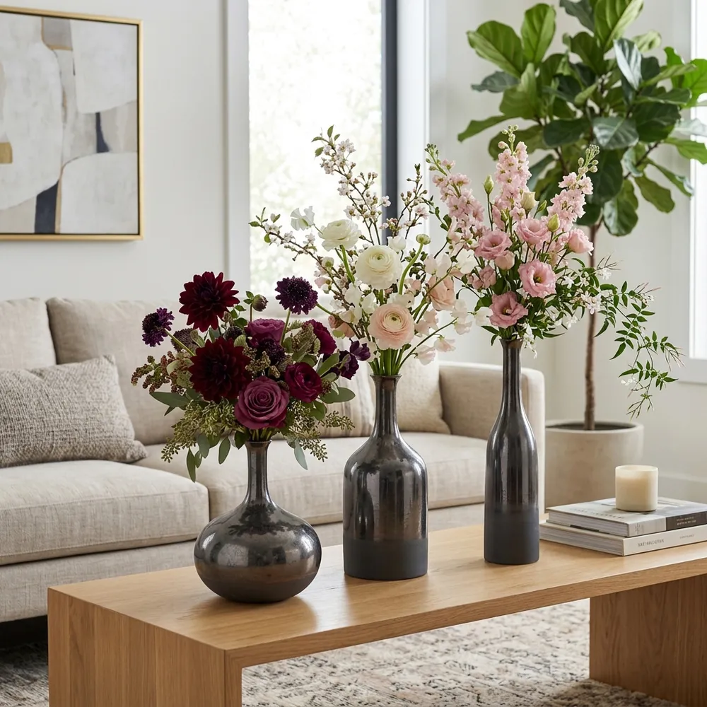 MAXLAKE SET OF 3 BRONZE VASES 18 (IN)