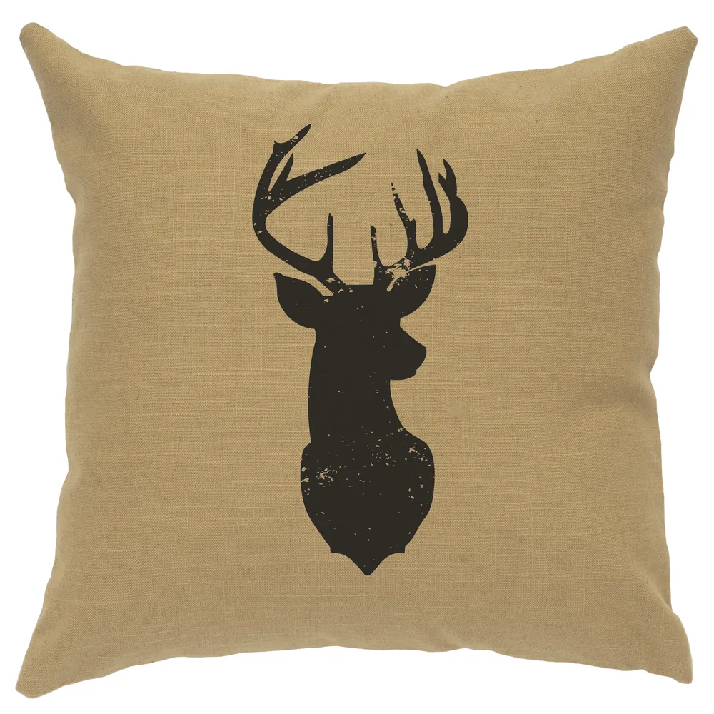 Image Pillow - Deer Silhouette - Linen Straw