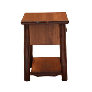 Hickory Log One Drawer Nightstand with Shelf - Cinnamon 5