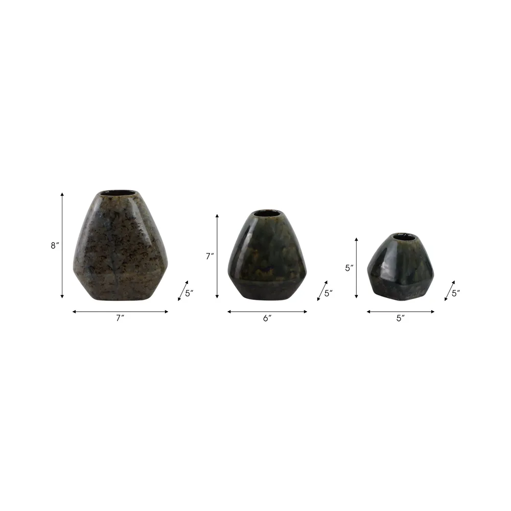 DENNINGHAM SET OF 3 BROWN VASES 8 (IN)
