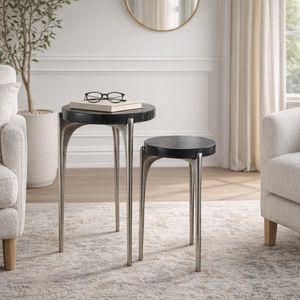 HAXTONSHAW SET OF 2 SILVER TABLE 24 (IN) 2