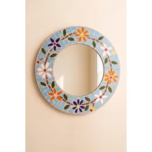 Round Mosaic Tile Flower Mirror 4