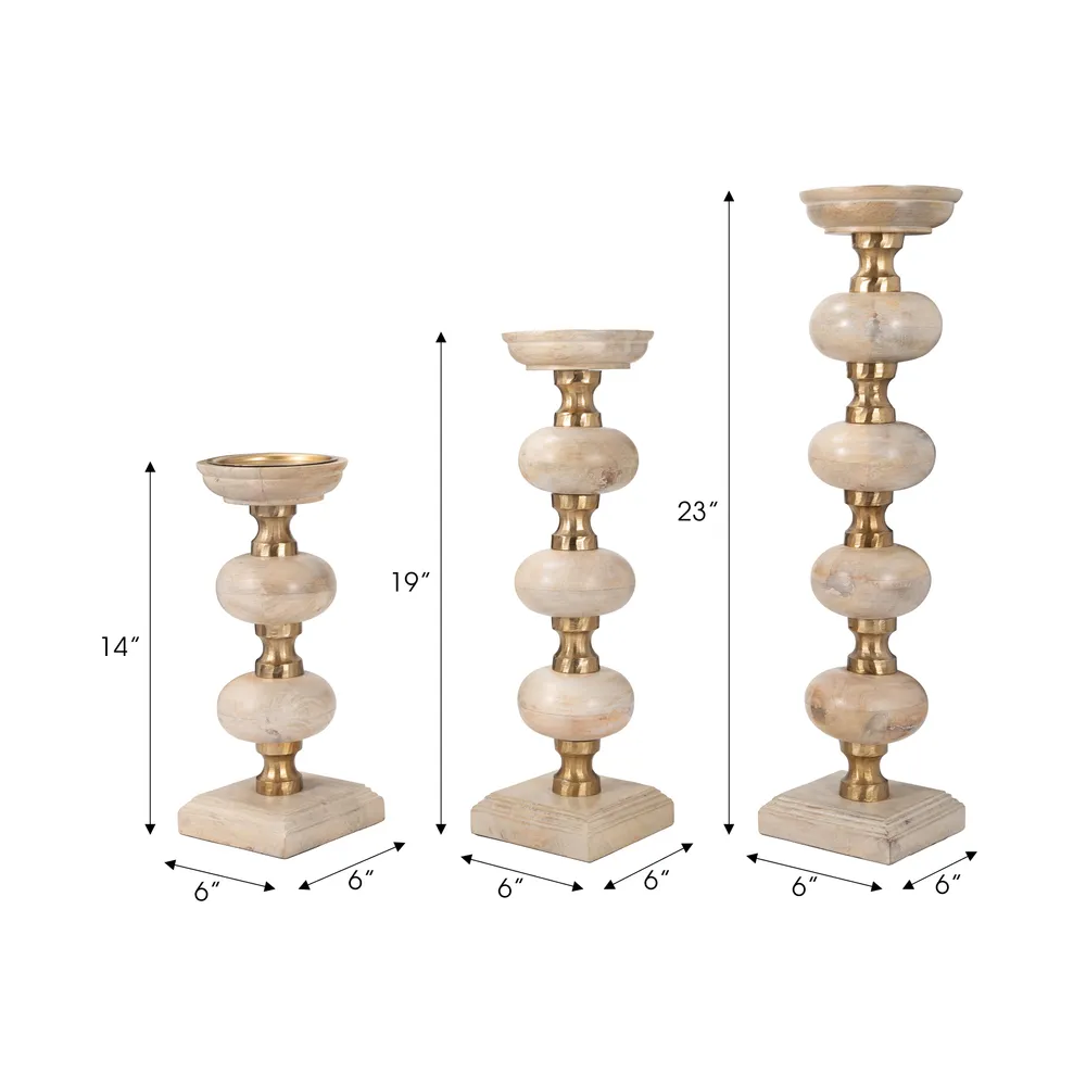 JULIANROSE SET OF 3 BROWN CANDLESTICK 23 (IN)