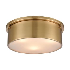 Simpson 14'' Wide 3-Light Flush Mount - Satin Brass 1