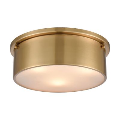 Simpson 14″ Wide 3-Light Flush Mount - Satin Brass