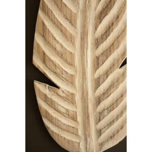 Set of 3 Hand-Carved Paulownia Wood Leaves Wall Art 3
