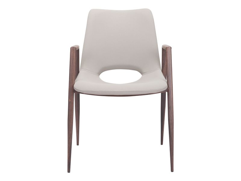 Desi Dining Chair Beige & Walnut 4