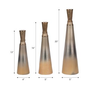 BONDMILL SET OF 3 GOLD GLASS VASES 20 (IN) 9