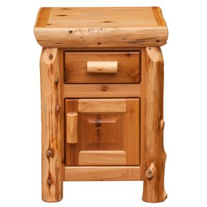 Cedar Log Enclosed Nightstand - Weathered 4