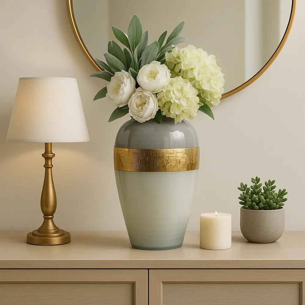 HARKENLAND WHITE GLASS VASE 21 (IN)