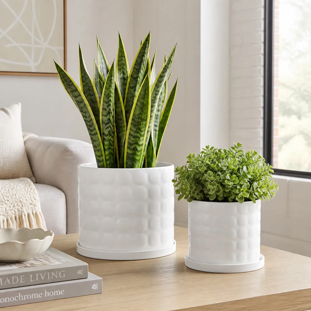 NICOLEMOOR SET OF 2 WHITE PLANTER 7 (IN)