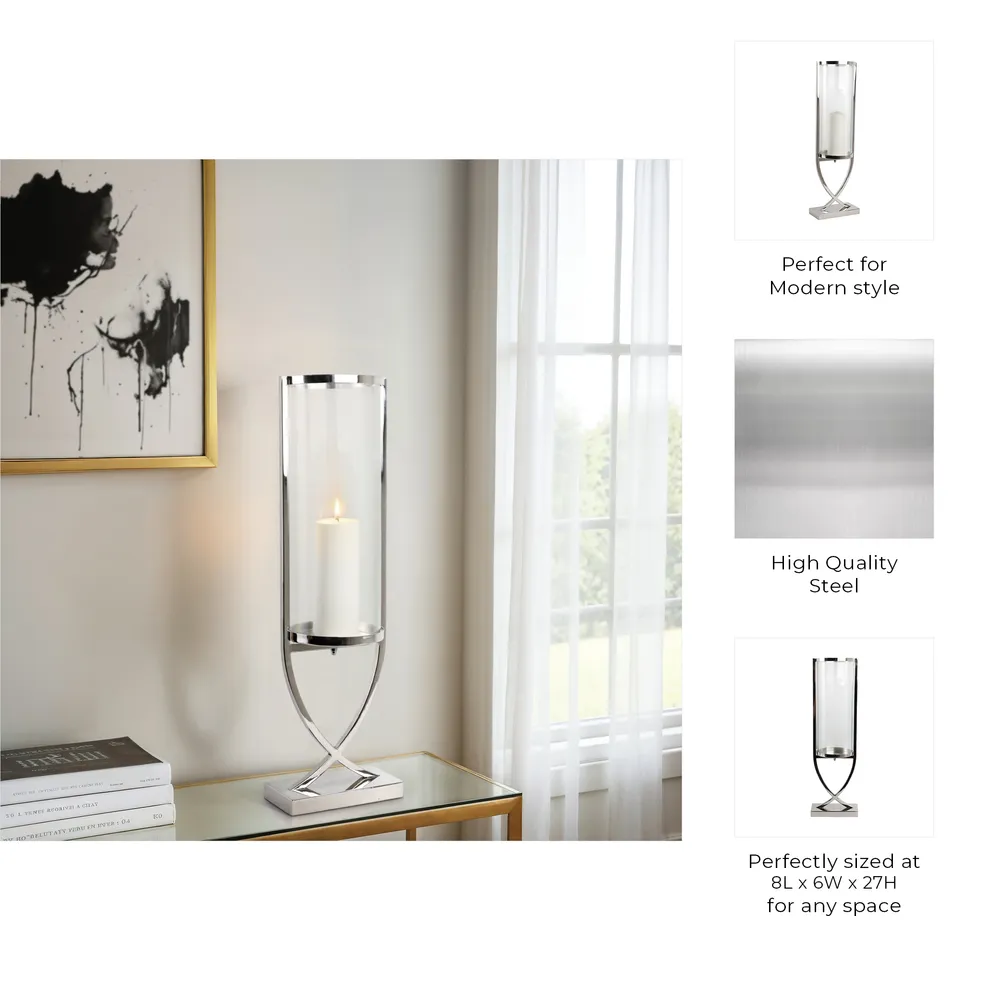 OLIVERHAVEN SILVER CANDLE HOLDER 27 (IN)