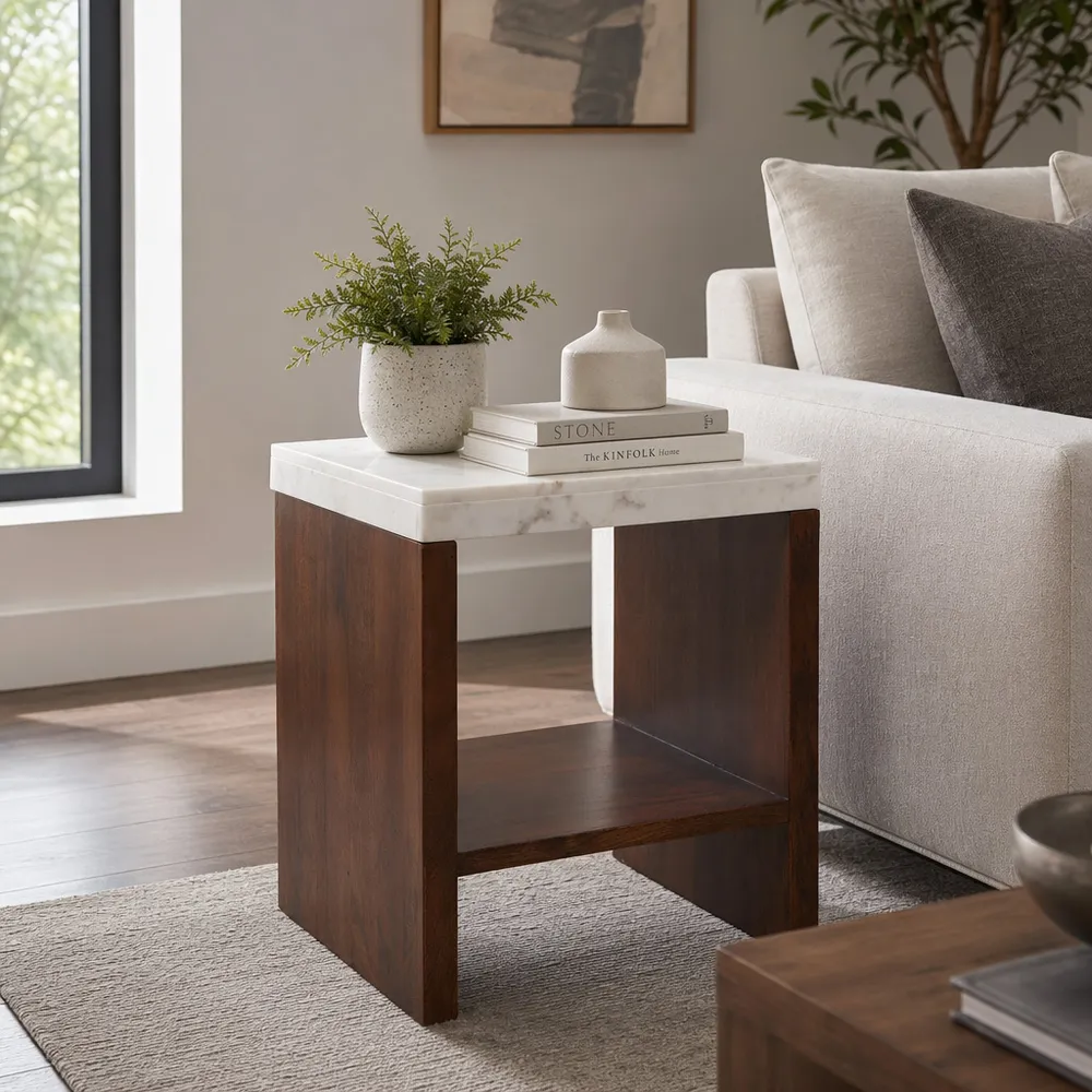 BAKERCLIFF WHITE TABLE 23 (IN)