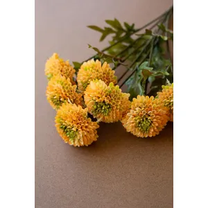 Bundle of 7 Artificial Yellow Ball Dahlias 8
