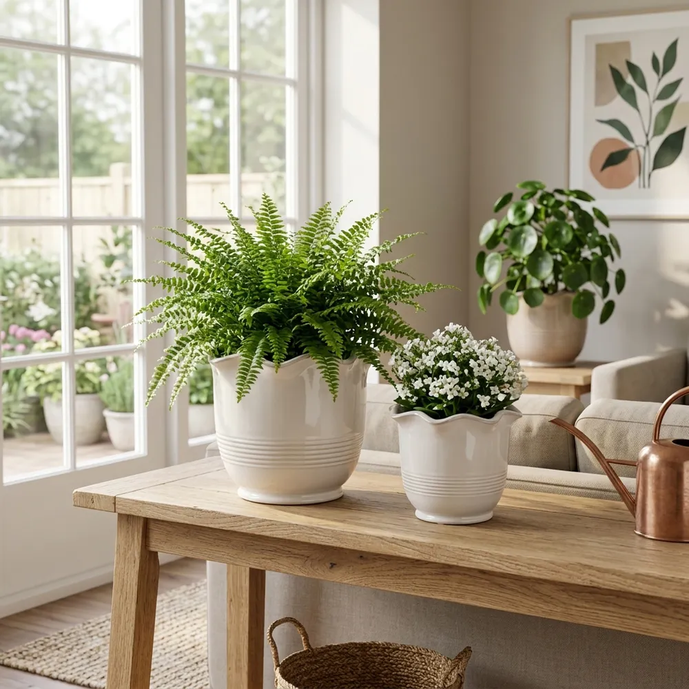 LENNONMOOR SET OF 2 IVORY PLANTER 8 (IN)