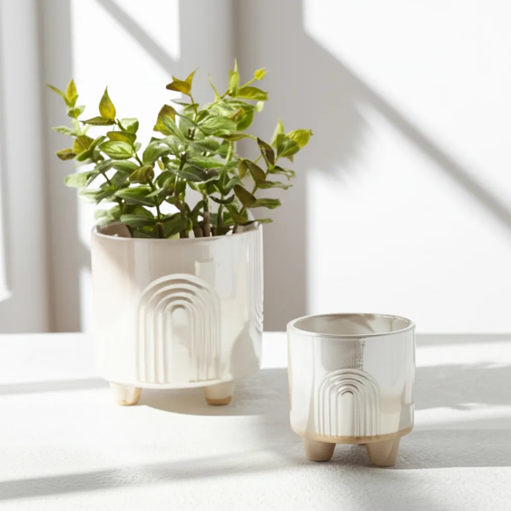 JASPERWAY SET OF 2 IVORY PLANTER 8 (IN)