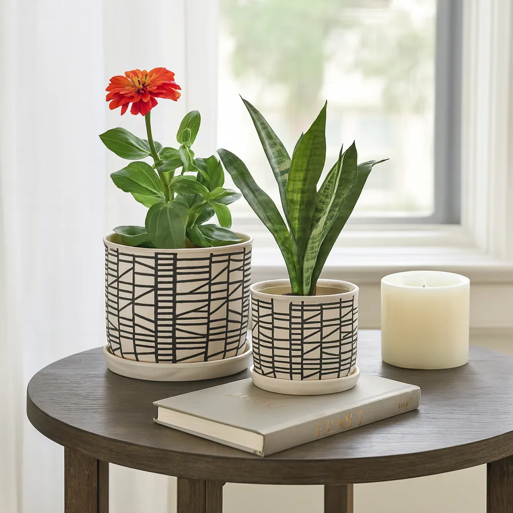 HOUSTONLAKE SET OF 2 IVORY PLANTER 7 (IN)