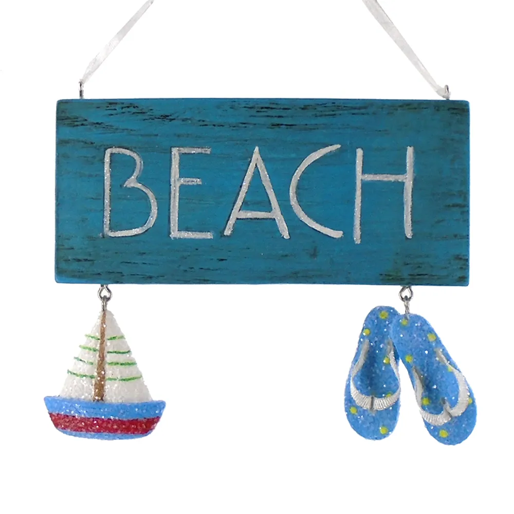 4-1/2" BEACH SIGN CHRISTMAS ORNAMENT