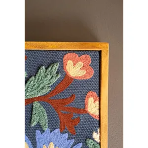 Framed Hand-Hooked Art with Birds and Flowers 3