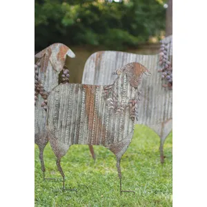 Set of 3 Corrugated Metal Christmas Sheep Yard Art 1
