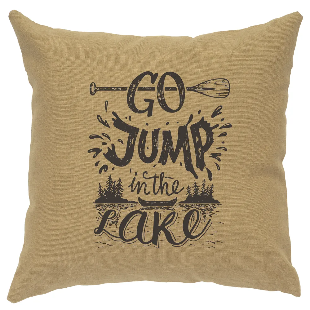 Image Pillow - Jump in Lake - Linen Straw