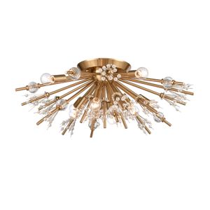 Starburst 26'' Wide 8-Light Semi Flush Mount - Satin Brass 1