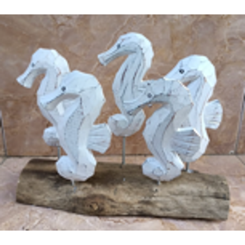 14.5" x 10" Decorative Driftwood Stand with 5 Seahorses