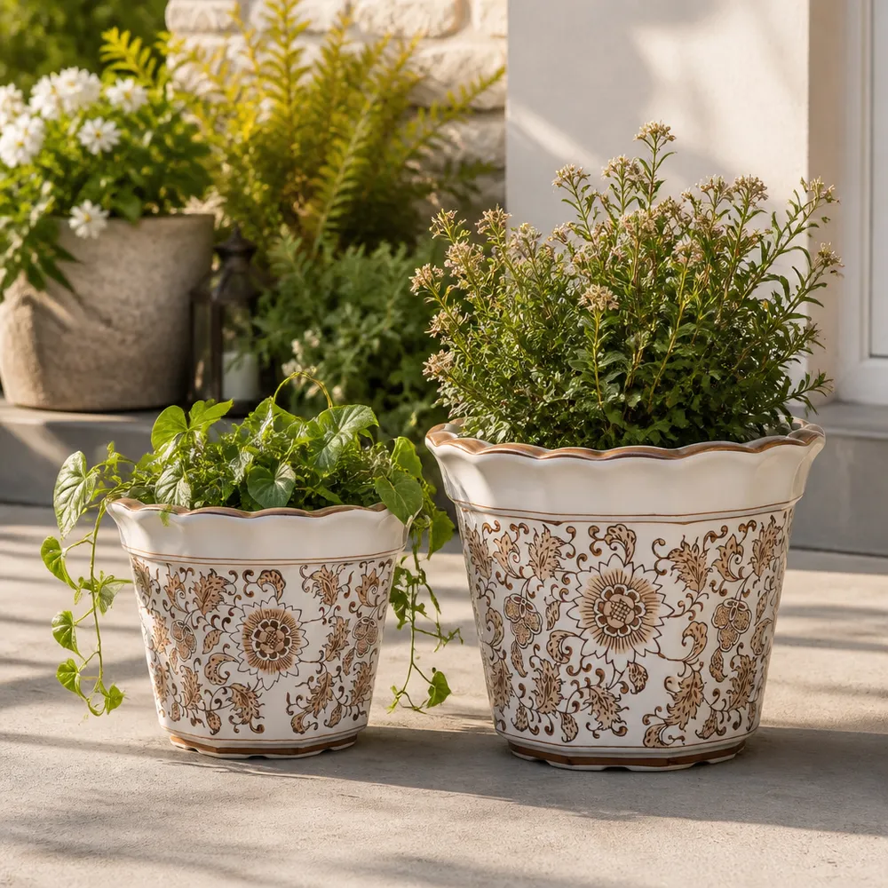 ENOCHFIELD SET OF 2 BROWN PLANTER 10 (IN)