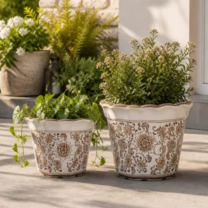ENOCHFIELD SET OF 2 BROWN PLANTER 10 (IN) 10
