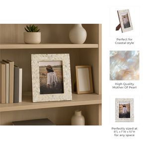 5X7 MOTHER OF PEARL INLAY VINE PHOTO FRAME, IVORY 8