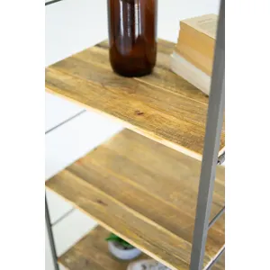 Tall Shelving Unit with Adjustable Recycled Wood Shelves 4