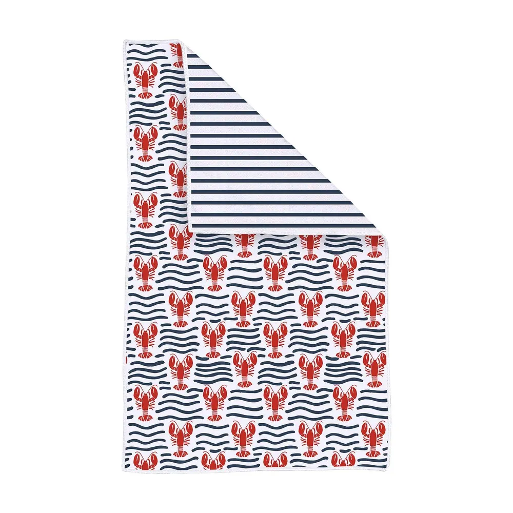 Lobster Waves Eco Kitchen Tea Towel