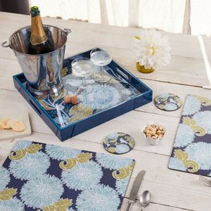 Chrysanthemum Bird Square Lacquer Serving Tray 4