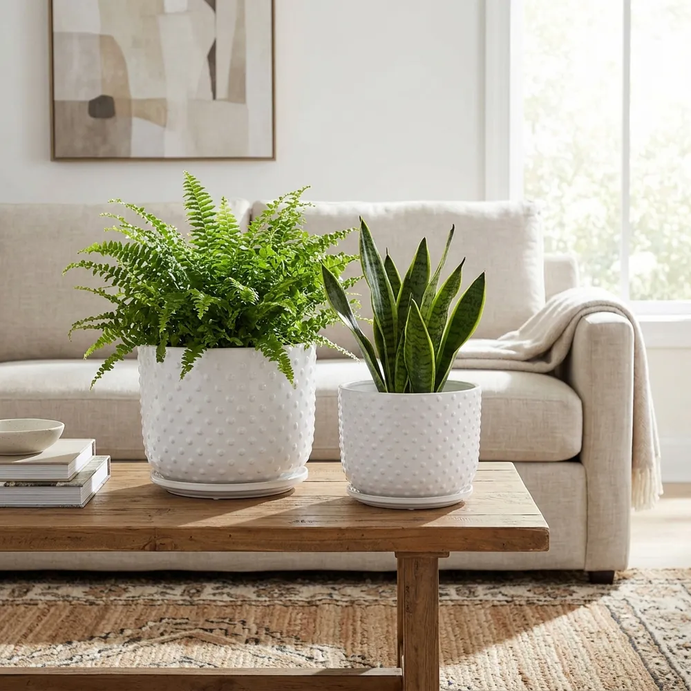 FIONAOAK SET OF 2 WHITE PLANTER 10 (IN)
