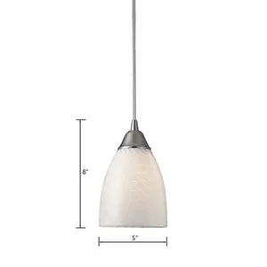 Arco Baleno 5'' Wide 1-Light Mini Pendant - Satin Nickel with White Swirl Glass 2