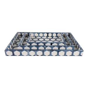 RHEAFORD SET OF 3 BLUE TRAY 2 (IN) 1