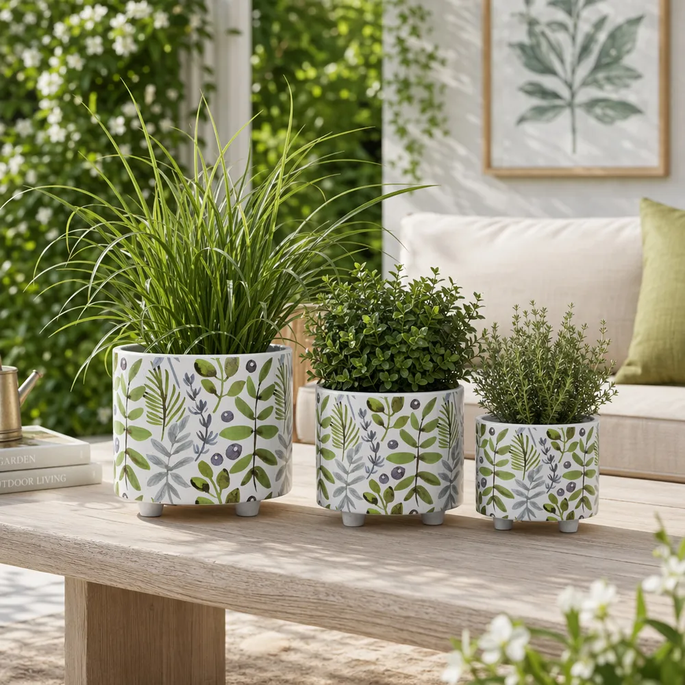 BARNETWORTH SET OF 3 GREEN PLANTER 11 (IN)