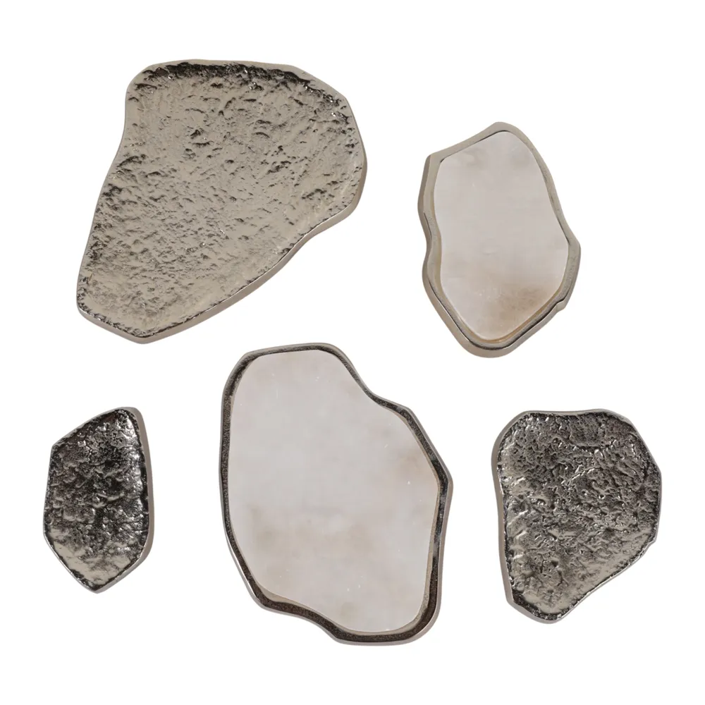 ELROYBURN SET OF 5 SILVER WALL SCULPTURES 12 (IN)
