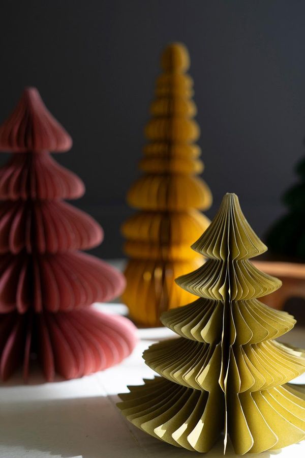 Set of 6 Jewel Tone Paper Accordian Christmas Trees