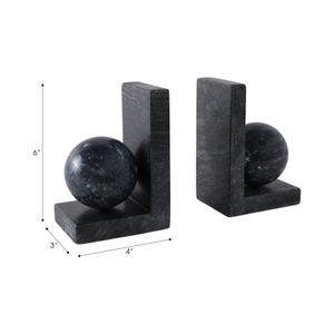 HELTONPORT SET OF 2 BLACK BOOKENDS 6 (IN) 8