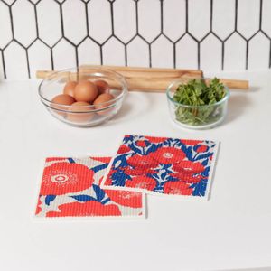 Icelandic Poppies blu Eco Sponge Cloths (Set of 2) 3