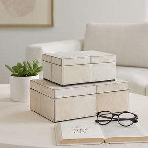 ESSEXLAND SET OF 2 IVORY BOXES 6 (IN) 2