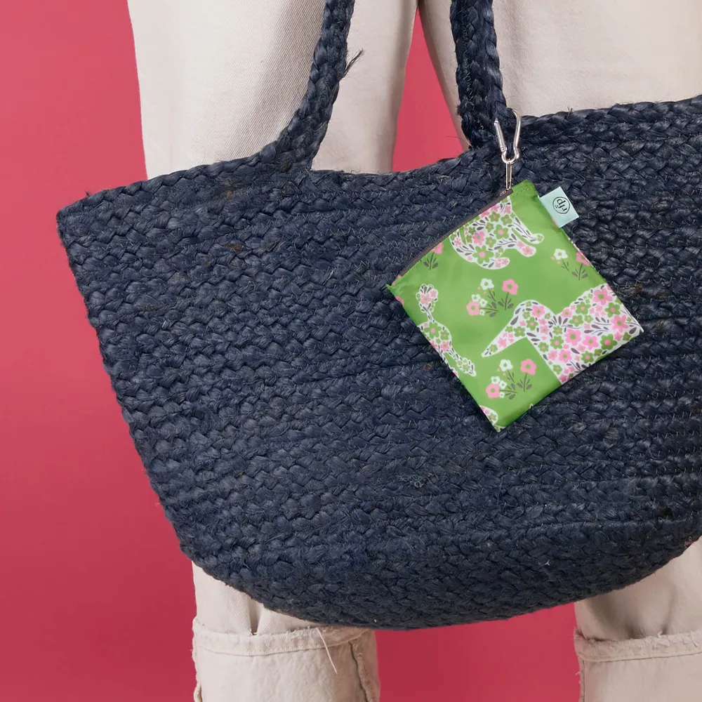 Petals & Paws blu Reusable Shopping Tote Bag