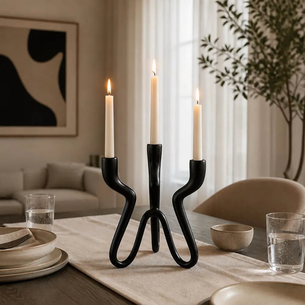 TODDBURN BLACK CANDLE HOLDER 10 (IN)