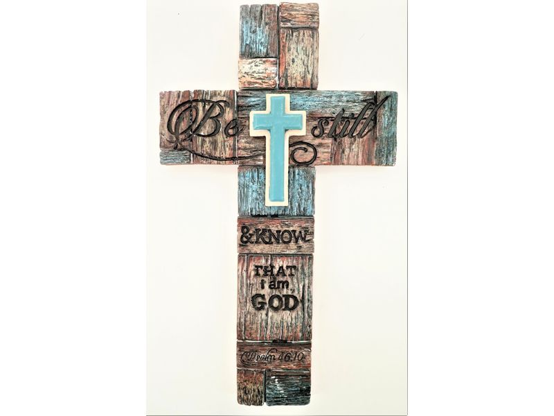 12" x 7" Be Still Wood Cross 1