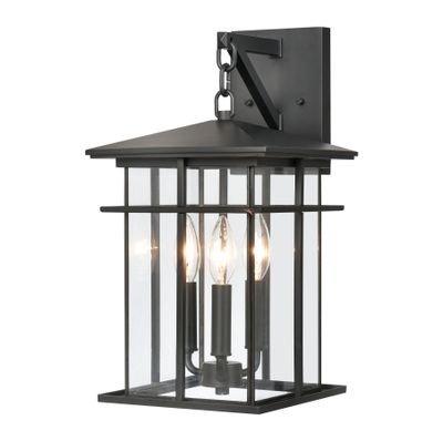 Oak Park 17″ High 3-Light Outdoor Sconce - Matte Black