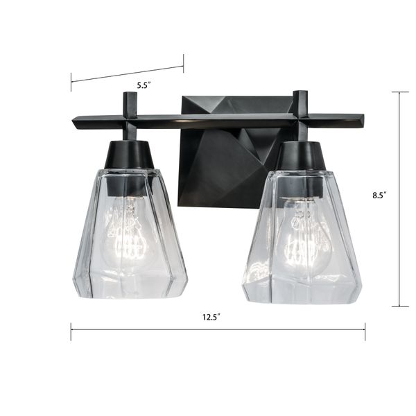 Arctic 12.4'' Wide 2-Light Vanity Light - Acid Dipped Black