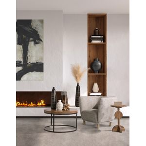 61X61 FRAMED HAND PAINTED ABSTRACT CANVAS, BLACK/G 10