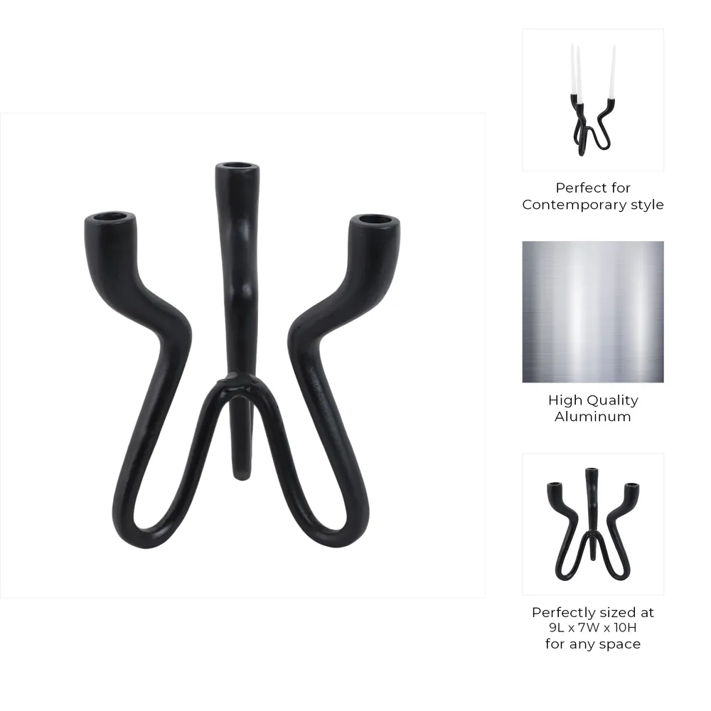 TODDBURN BLACK CANDLE HOLDER 10 (IN)